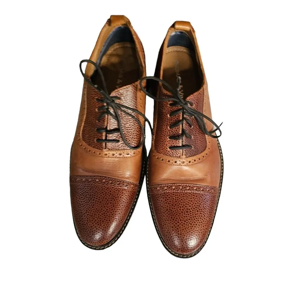Thomas & Vine Lincoln Wingtip Oxford‎ Cognac Leather 9.5